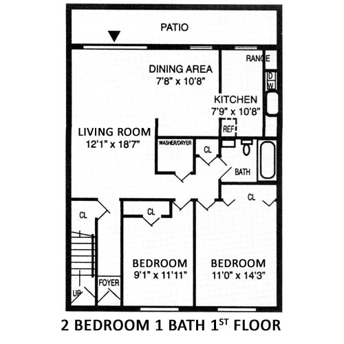 2 Bedroom/1 Bathroom 1st Floor - B2