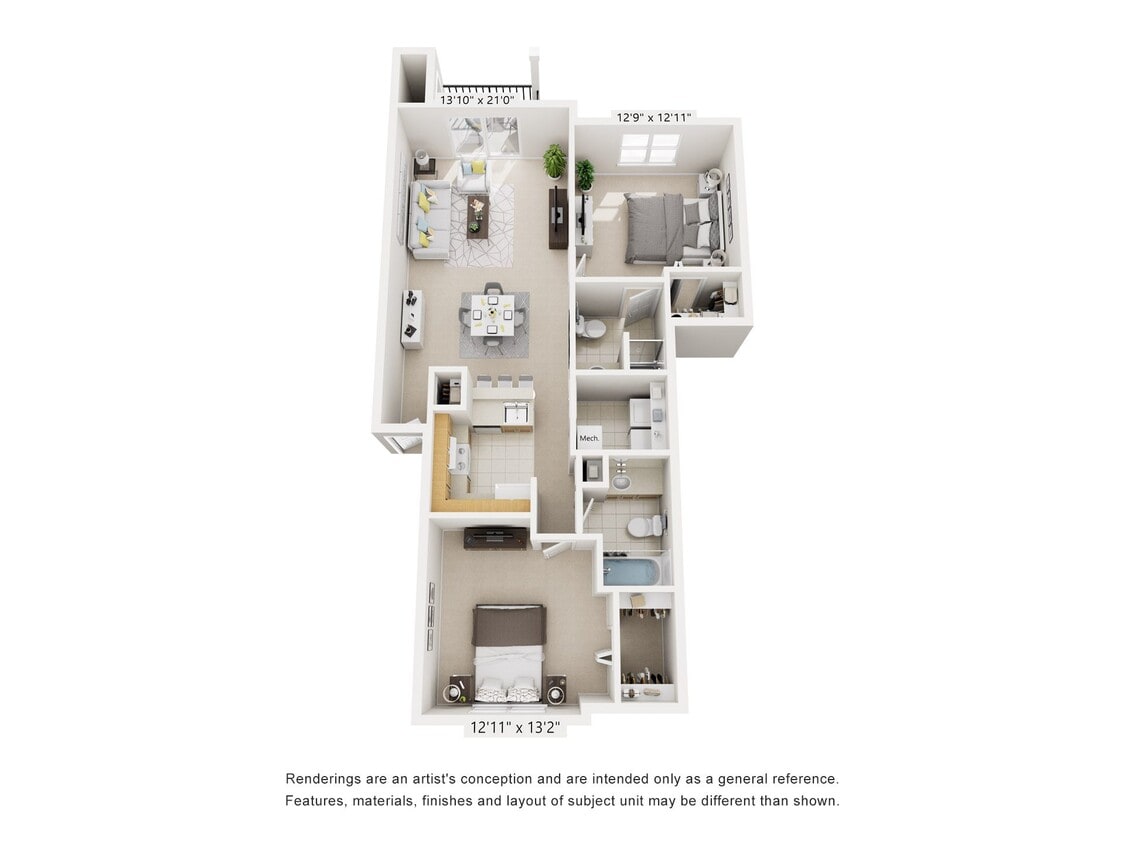 Floor Plan - Two Bedroom - Charles