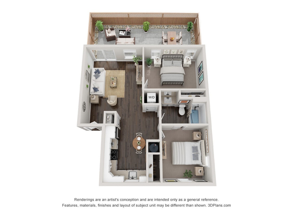 Floor Plan - 2 Bed 1 Bath C