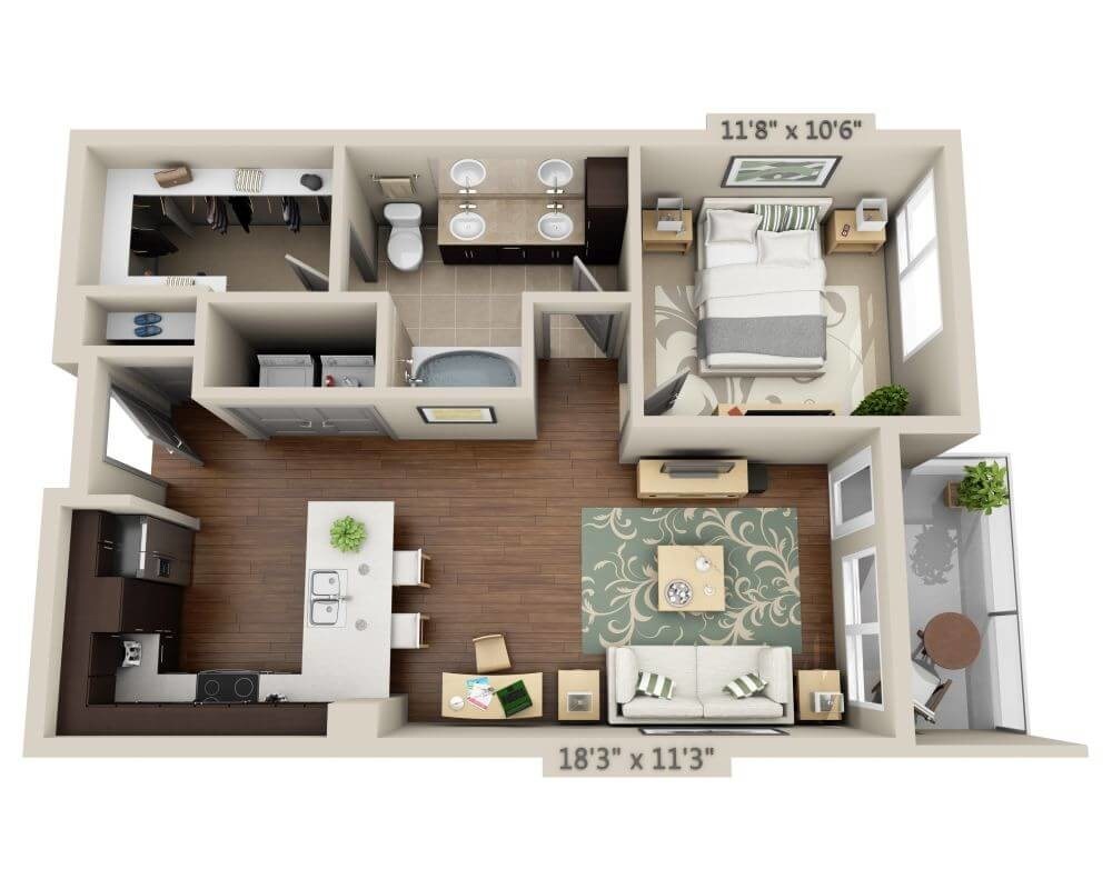 Floor Plan - One Bedroom A1C
