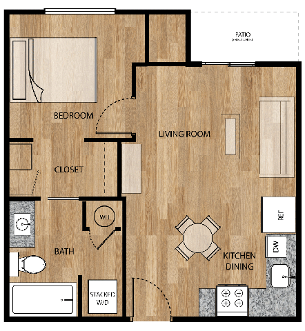 Floor Plan - One Bedroom, One Bathroom