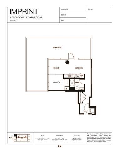 Floor Plan - One Bedroom Terrace Y