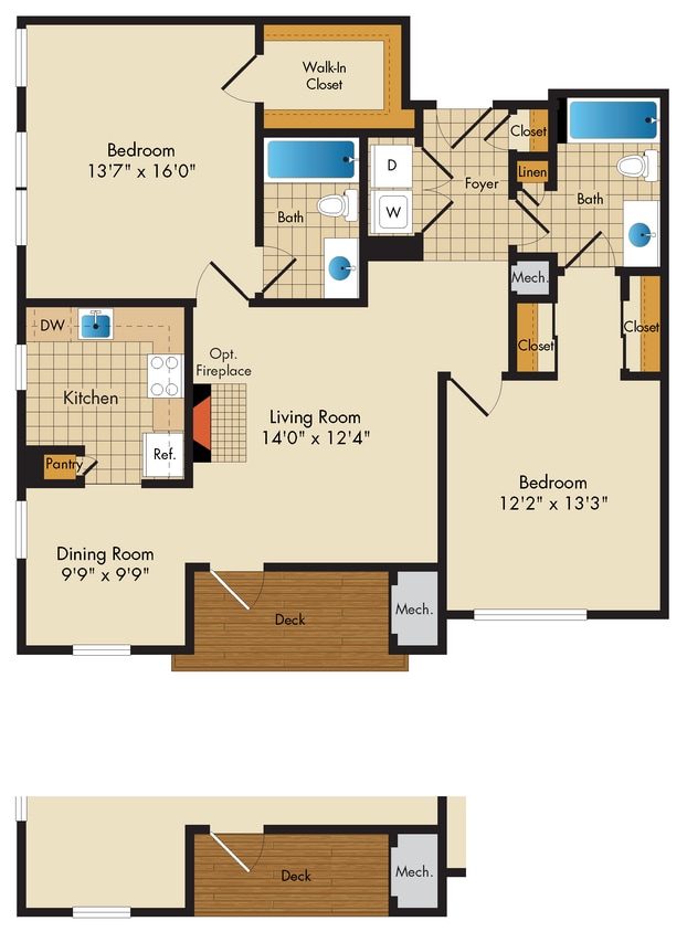 Floor Plan - 2 Bed 2 Bath