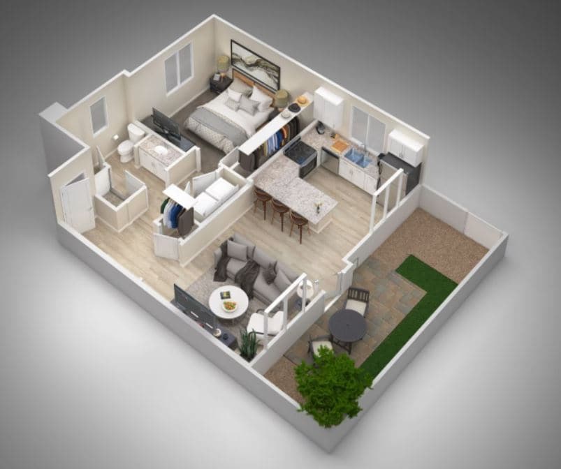 Floor Plan - One Bedroom One Bath 