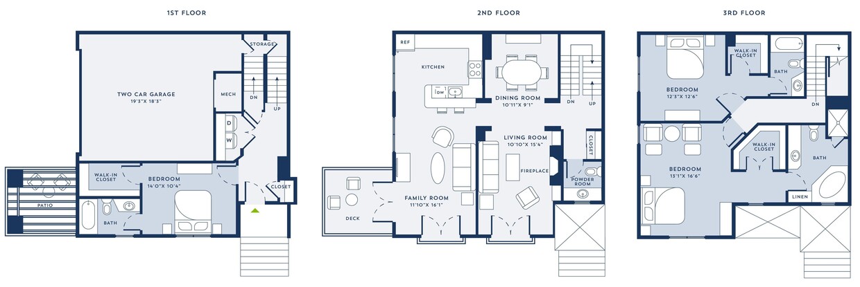 Floor Plan - 3 Bed/3.5 Bath-Townhouse Garage-TH7706