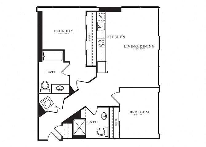 Floor Plan - 2 Bed/2 Bath-D2C