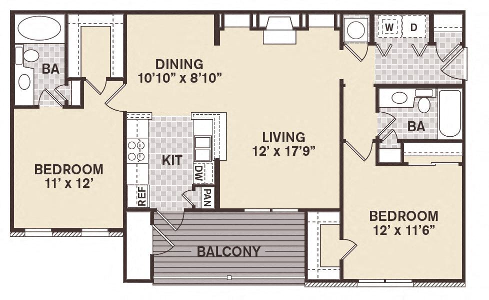 Floor Plan - 2B2B Cambridge