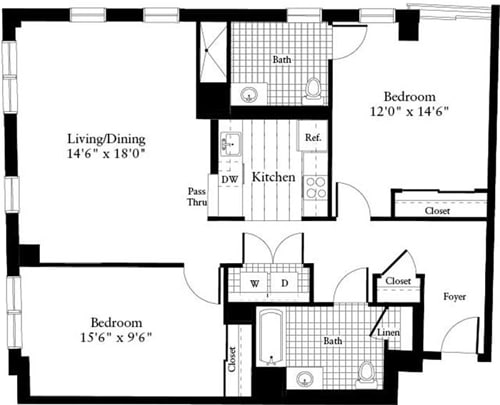 Floor Plan - 2 Bedrooms W