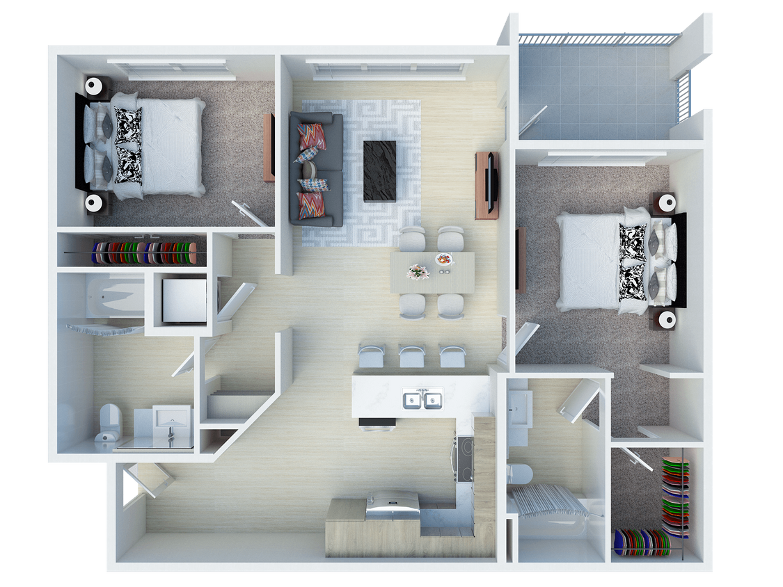 Floor Plan - 2Bed, 2Bath K