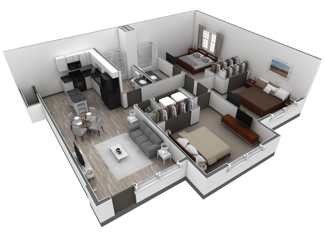 Floor Plan - 3-2 BR Horizon Courtyard
