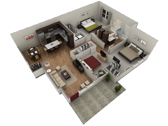 Floor Plan - 3 BR Grand Courtyard