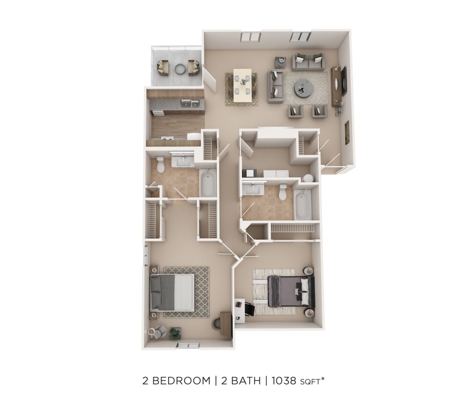 Floor Plan - Two Bedroom-1038 sqft 