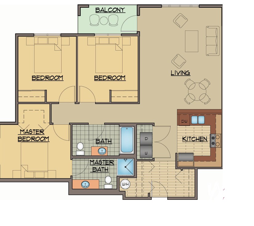 Floor Plan - 3BD, 2BTH A Rehab