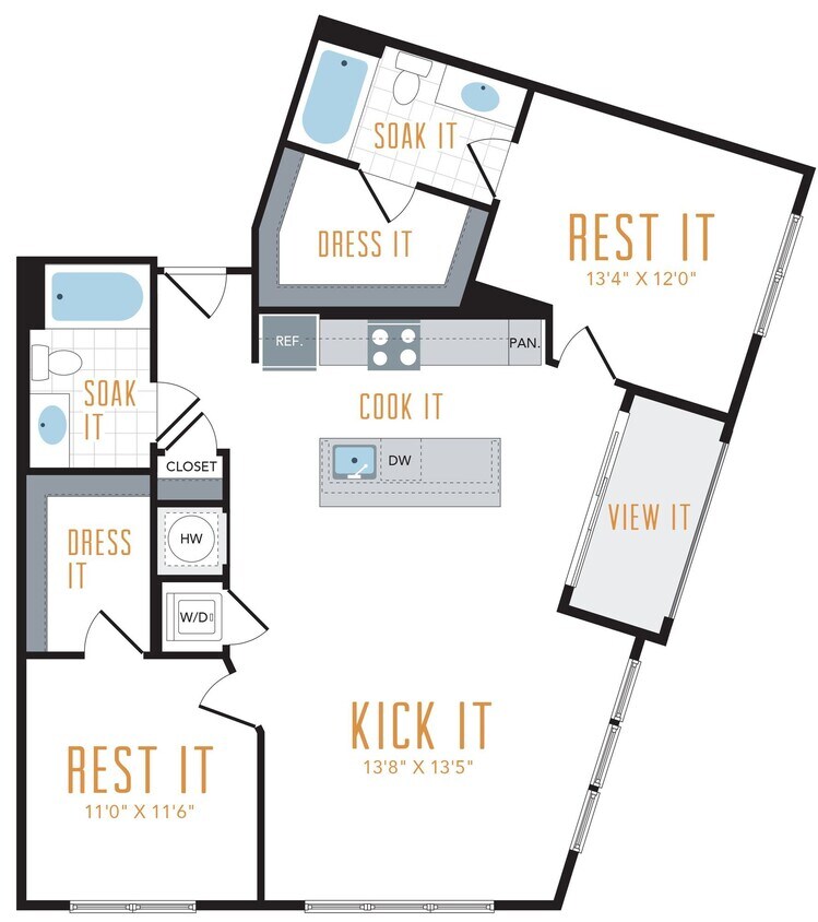 Floor Plan - 2 Bed 2 Bath