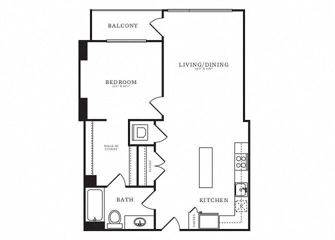 Floor Plan - 1 Bed/1 Bath-B8A