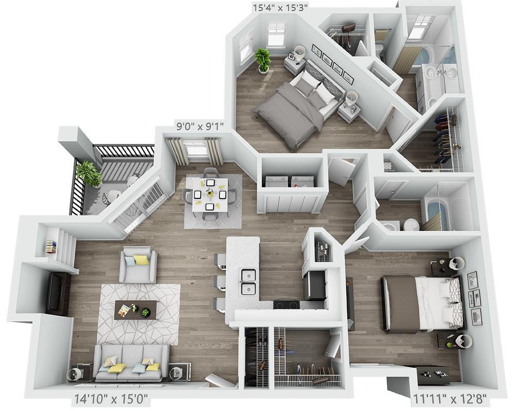 Floor Plan - Two Bedroom B2B