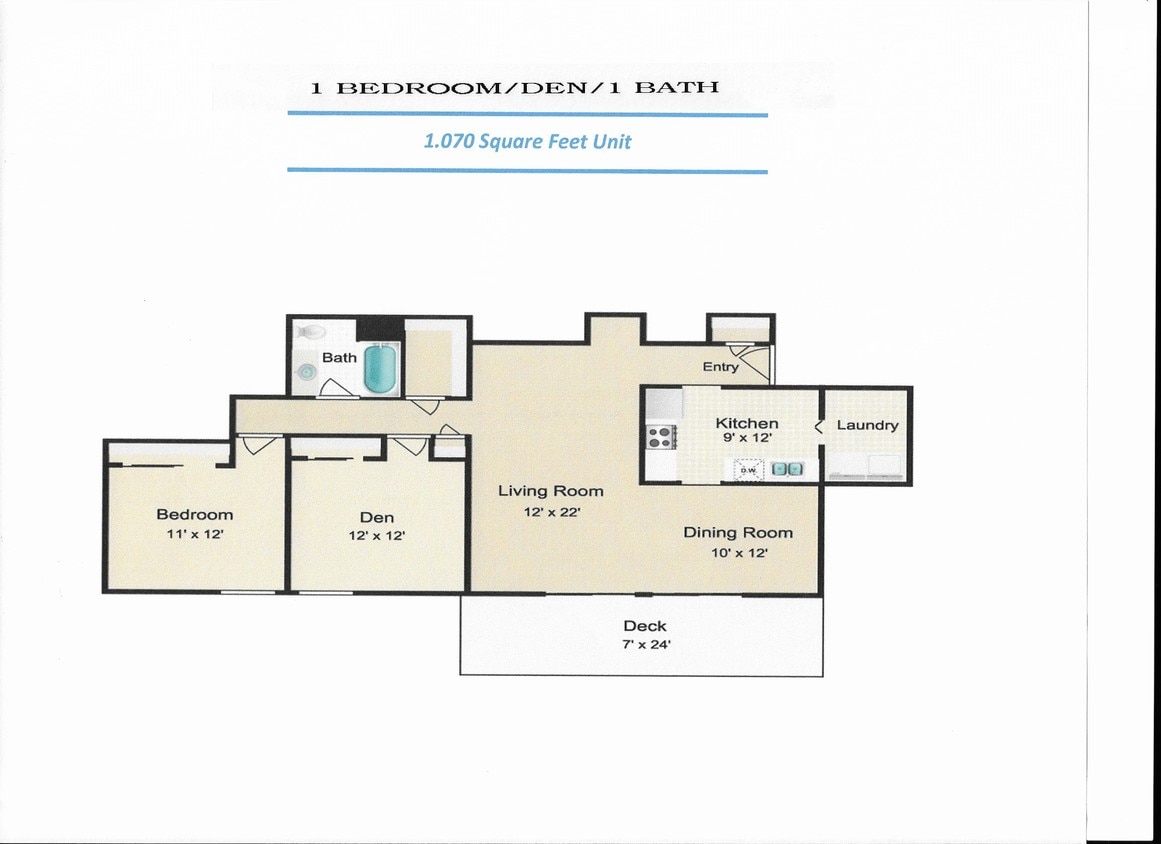Floor Plan - 1 Bedroom w/Den