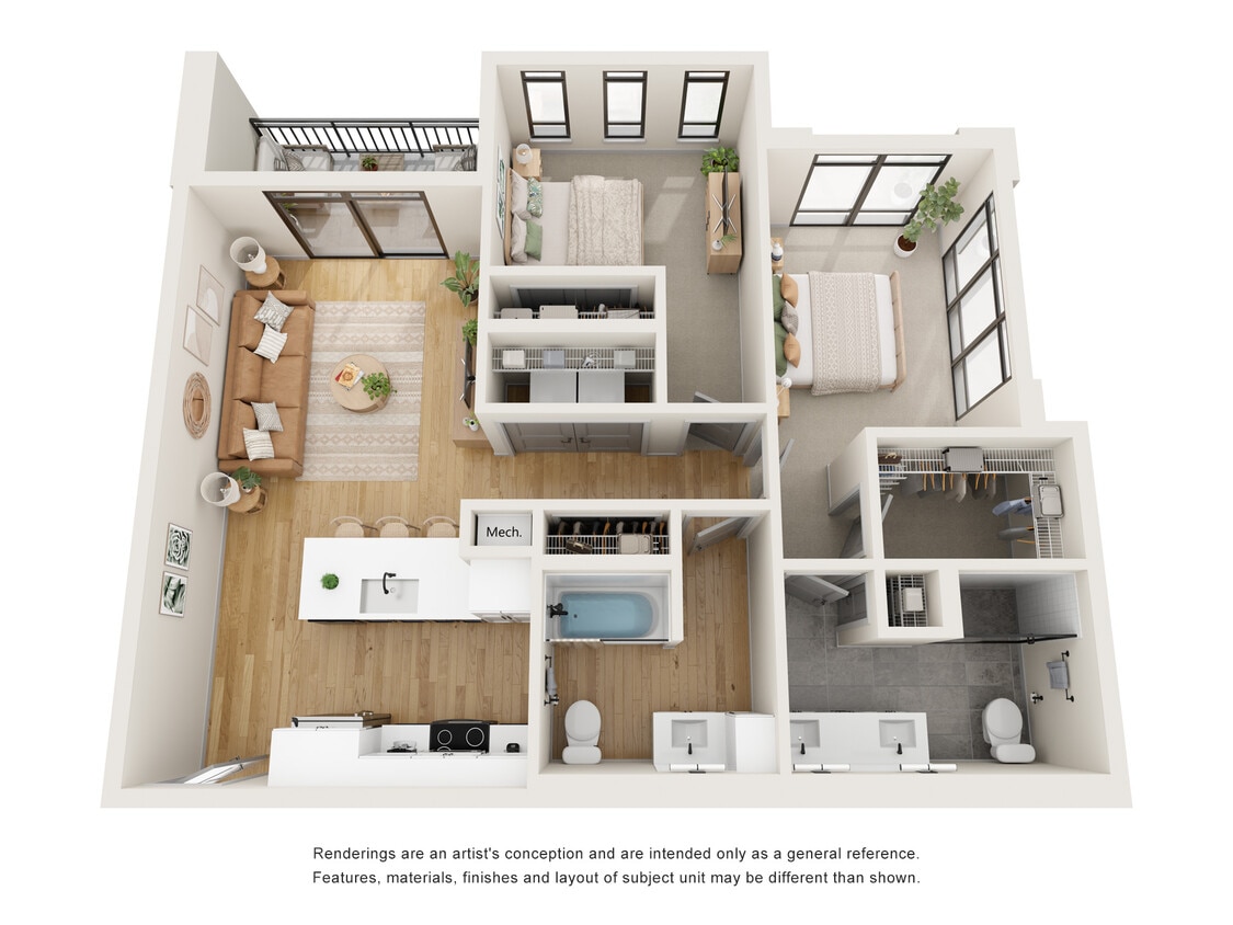 2/2 B - Two Bedroom - Renoir