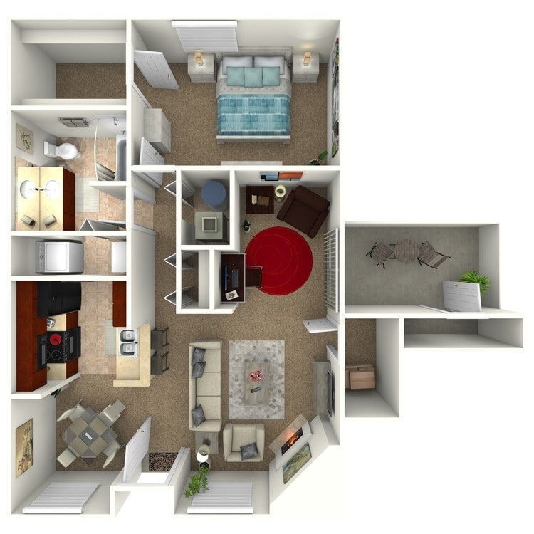 Floor Plan - The Meridian - 1 Bedroom 1 Bat
