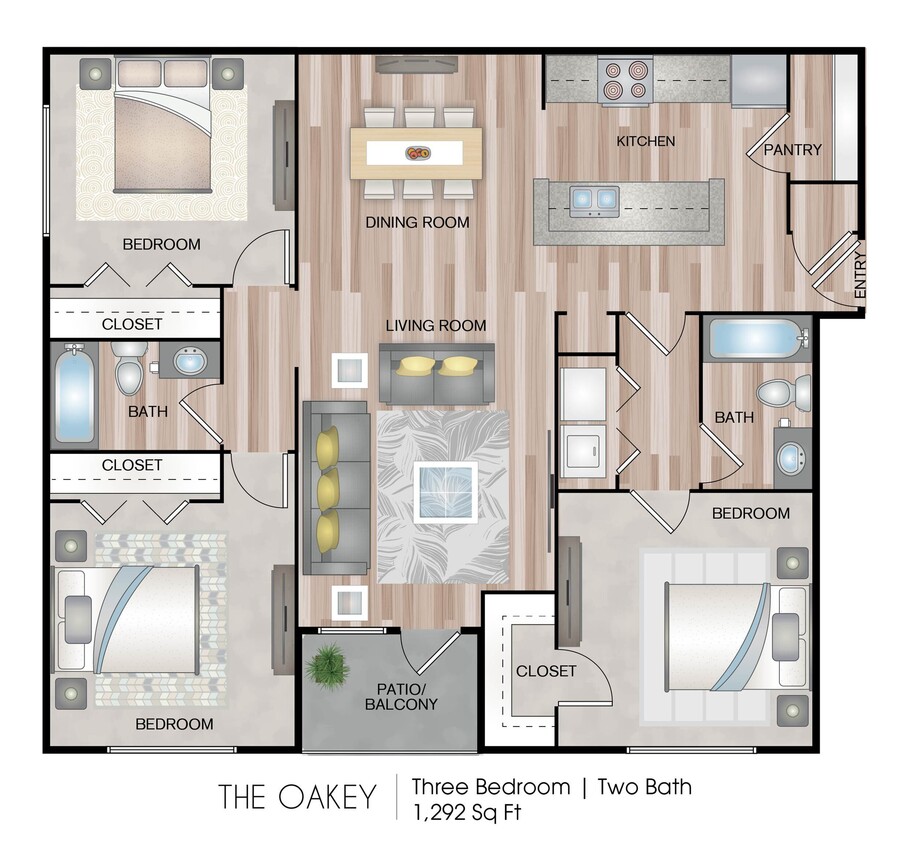 1292 square feet - The Oakey