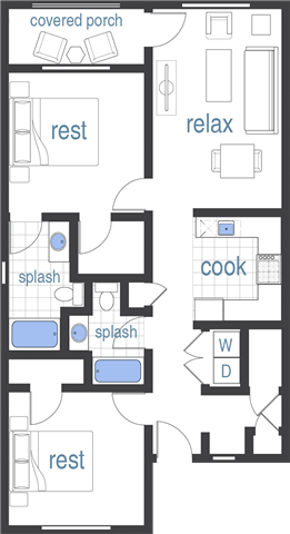Floor Plan - 2 Bedroom with Patio