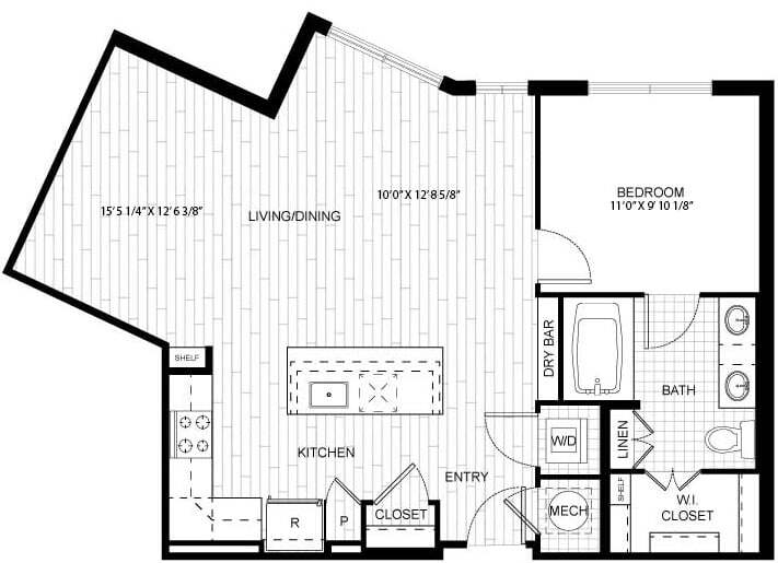 Floor Plan - 1 Bed/1 Bath-F_A07