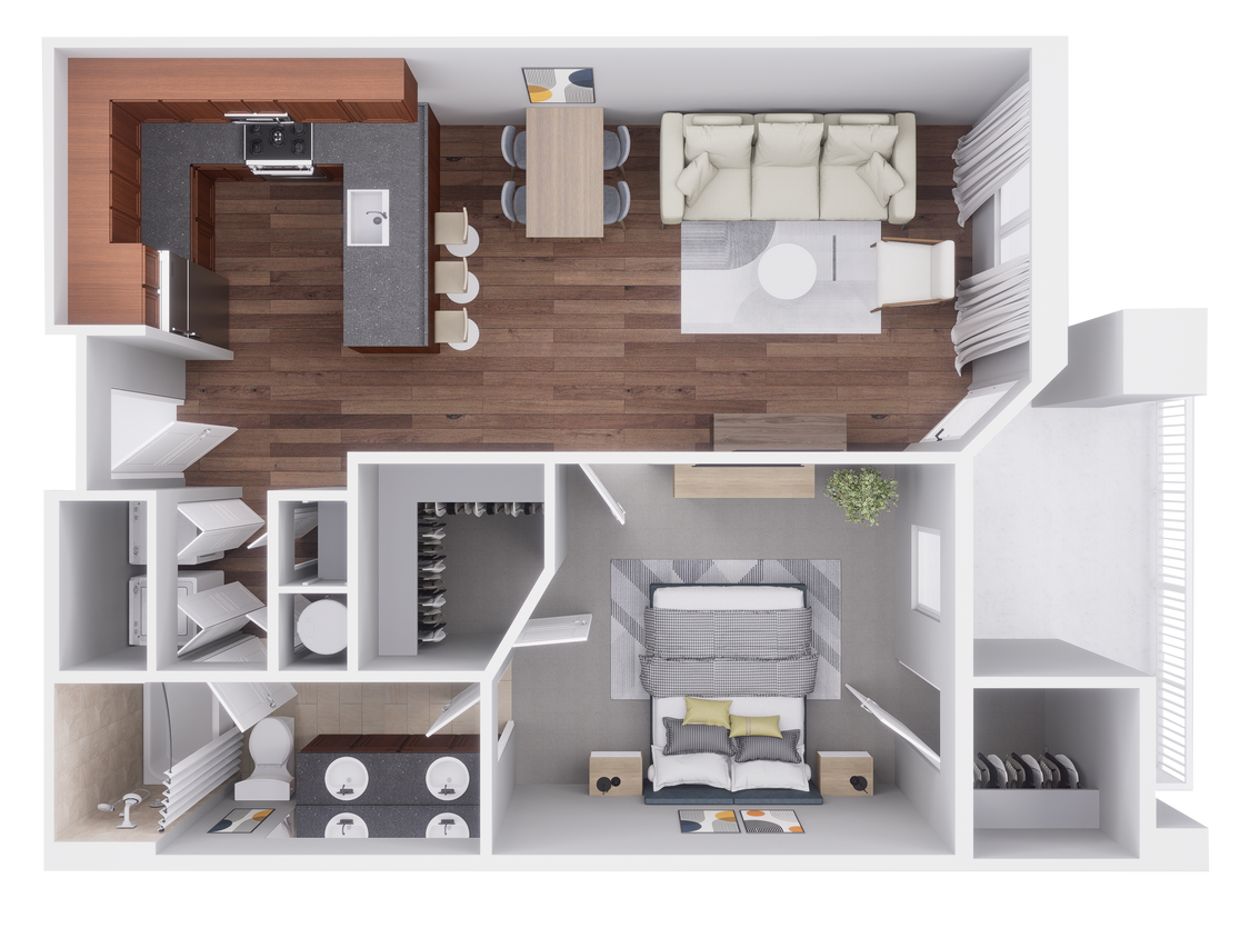 Floor Plan - 1X1 820 sqft Renovated