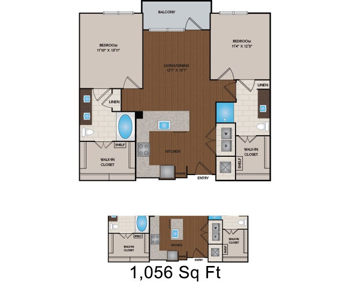 Floor Plan - 1056 - 1118 Sq Ft