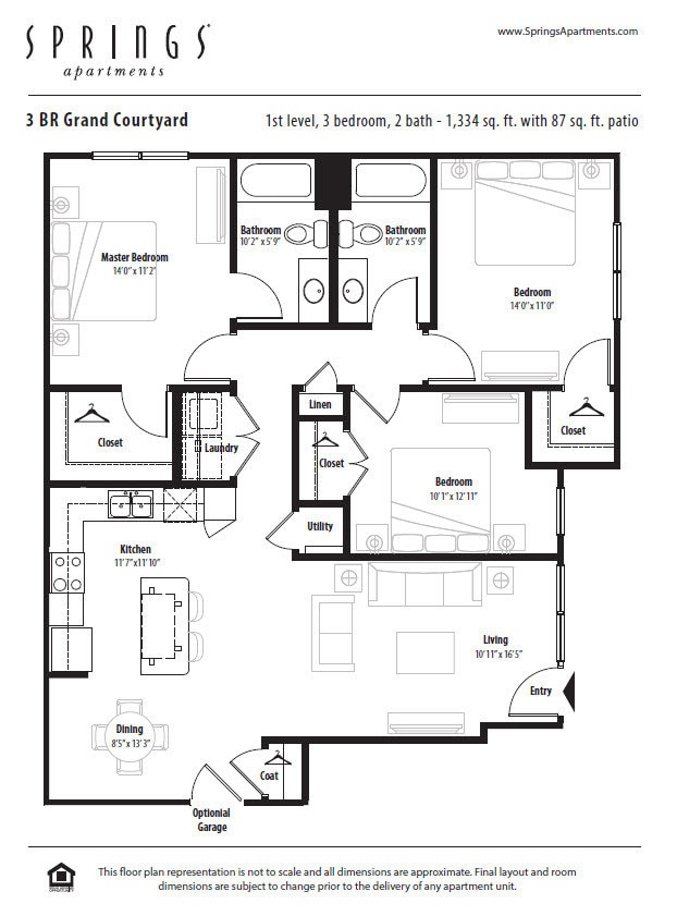 Floor Plan - 3 BR Grand Courtyard Garage