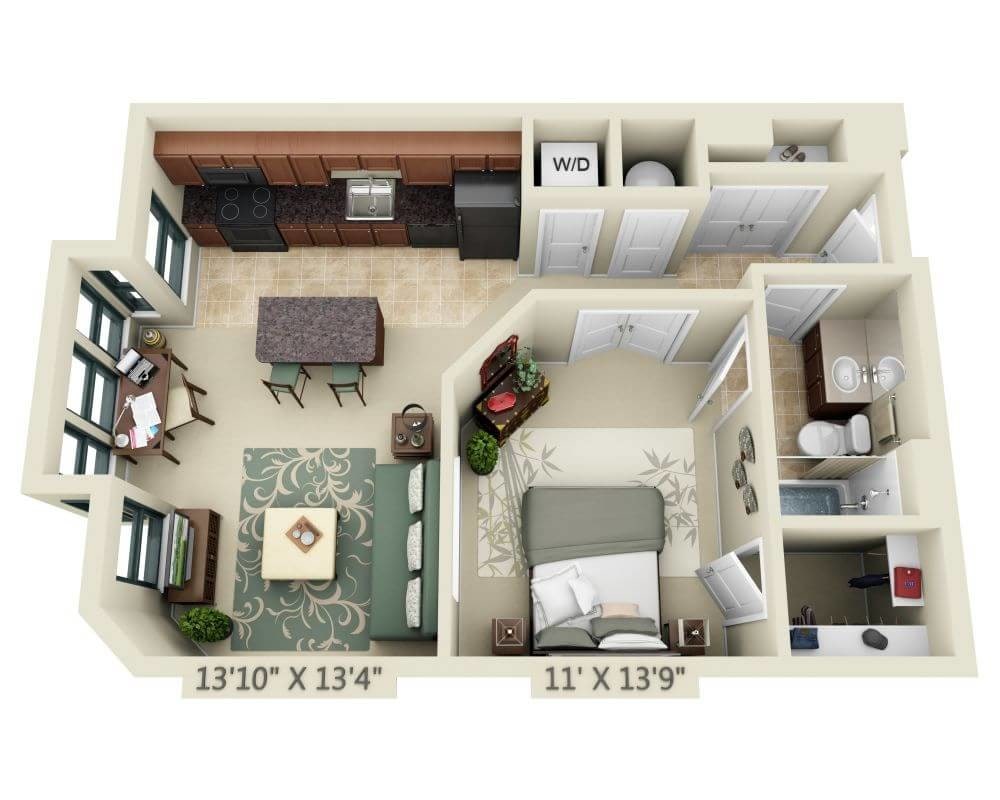 Floor Plan - One Bedroom A1A
