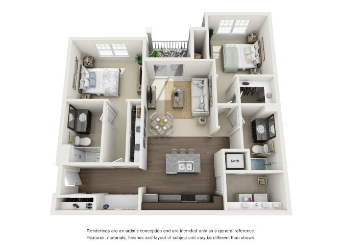 Floor Plan - Monticello, 2 Bed, 2 Bath