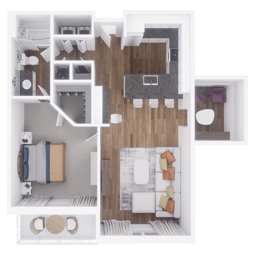 Floor Plan - 1x1 with a den 850 sqft