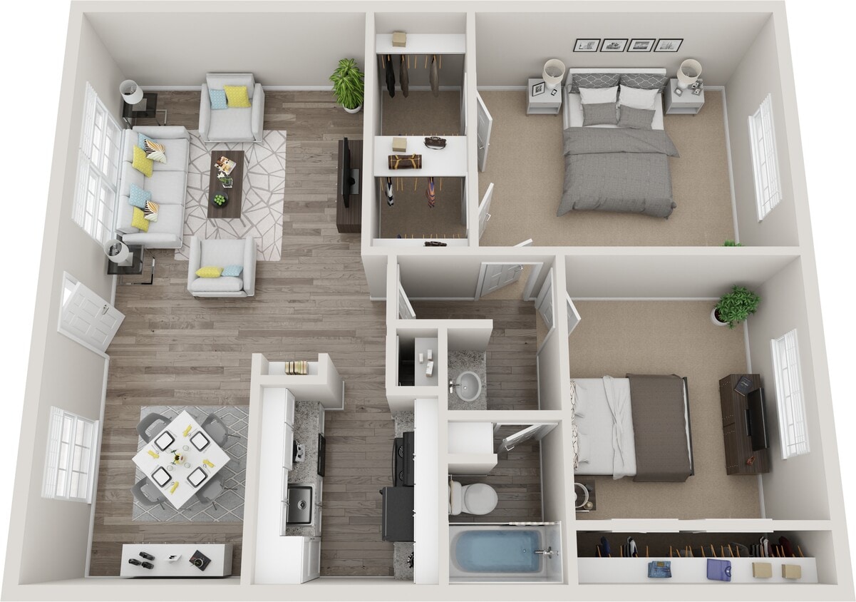 Floor Plan - B3 | 2 Bed | 1 Bath