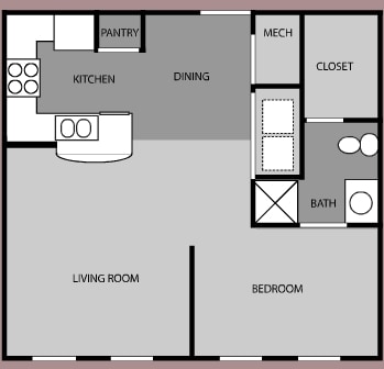 Suite H8 | 1 Bed 1 Bath | 612 sqft - SUITE H8
