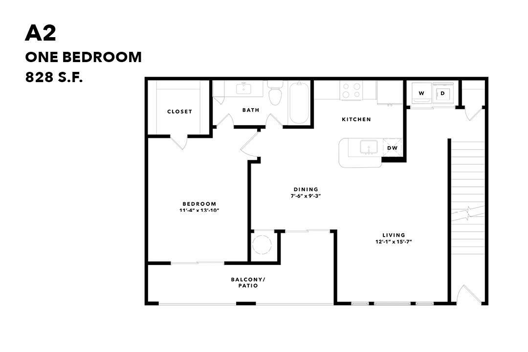 Floor Plan - One Bedroom Renovated A2r