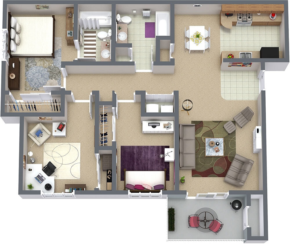 Floor Plan - 3 Bedroom 2 Bath
