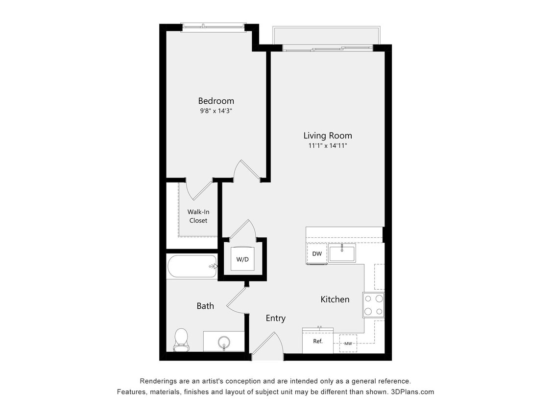 Floor Plan - One Bedroom B01A