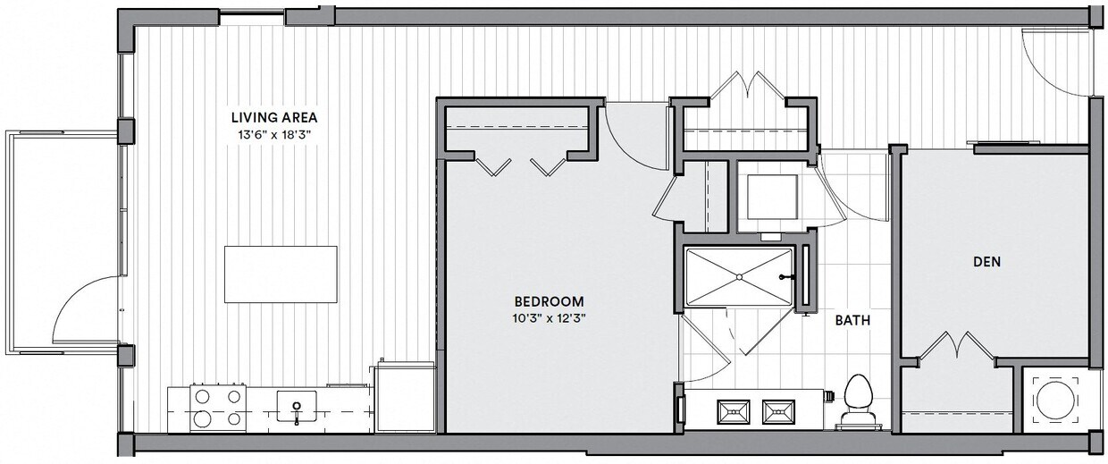 Floor Plan - AD2 - One Bedroom w/ Den