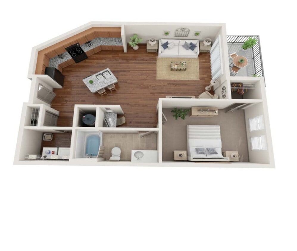 The New Orleans offers a well-thought-out 1-bedroom, 1-bath layout with modern kitchen features, a walk-in closet, and a private patio. Ideal for those looking for a blend of sophistication and comfort in a functional space. - The New Orleans