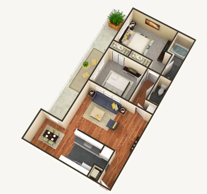 Floor Plan - 2 Bed, 1.5 Bath