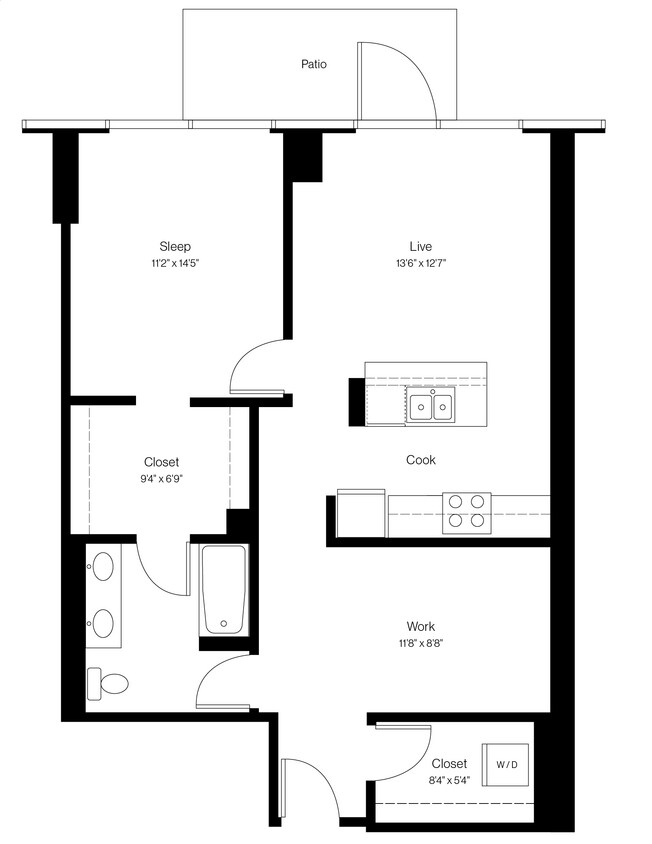 Floor Plan - 1 Bed/1 Bath with Den 
