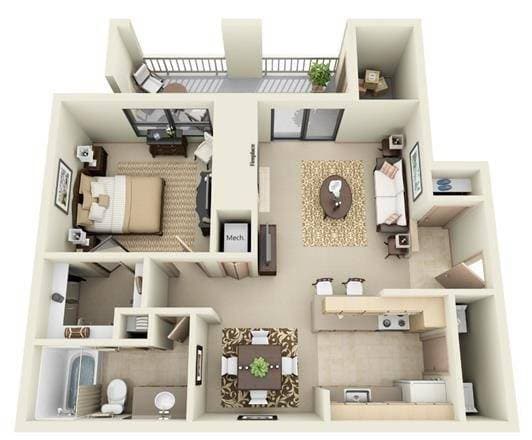 1 Bedroom | 1 Bath | 786 SF - A1