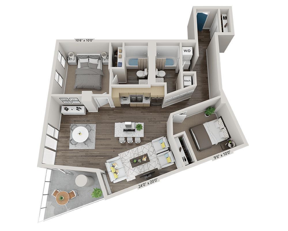 Floor Plan - Two Bedroom B2H