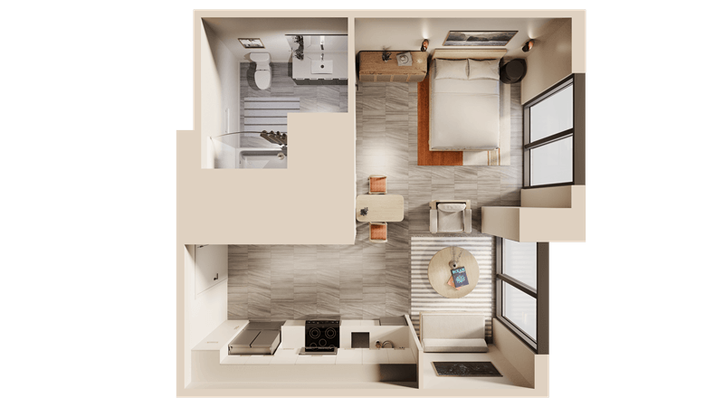 Floor Plan - East Studio City View B Furnished