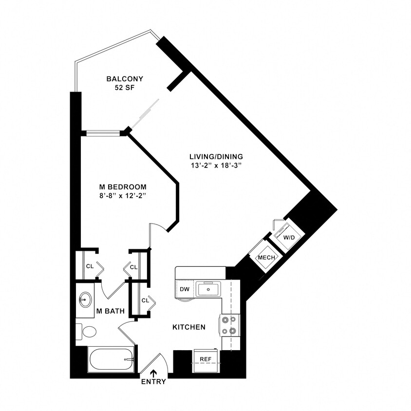 Floor Plan - 1 Bed/1 Bath-A01