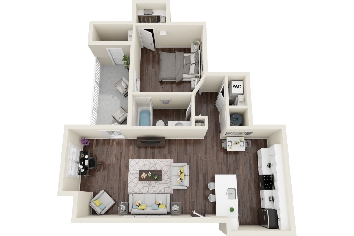 Floor Plan - The Masonboro 1 Bedroom 1 Bath