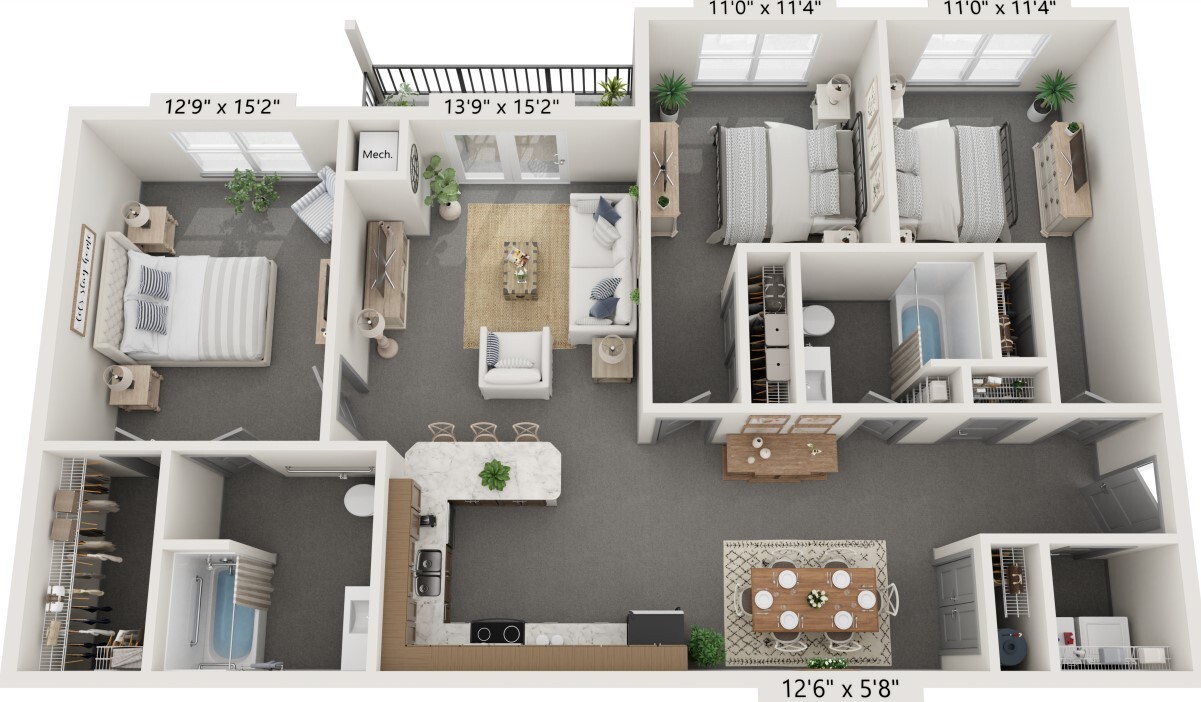 Floor Plan - 3 BR 2 BA