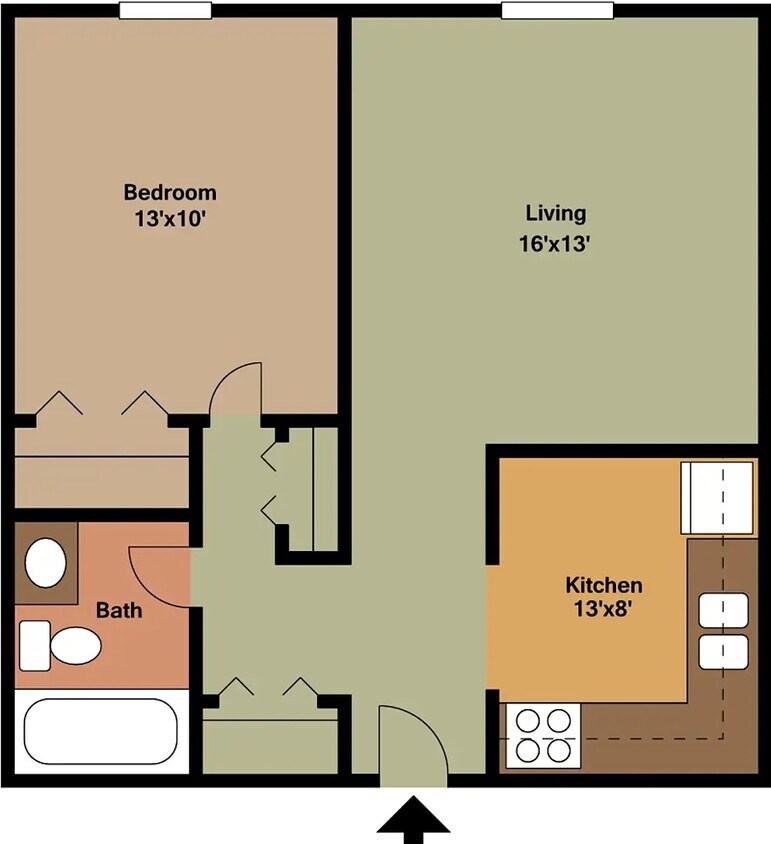Floor Plan - 1 bed/ 1 bath