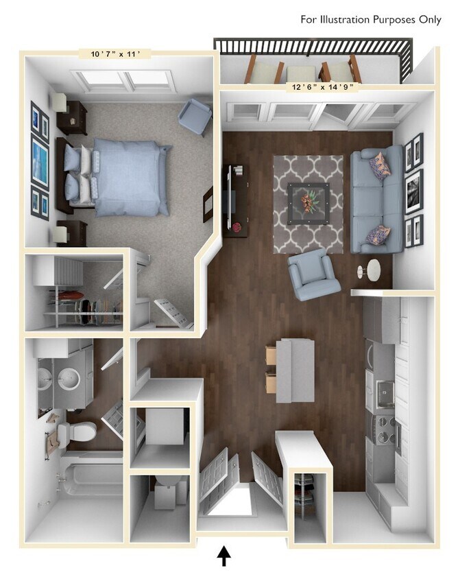 Floor Plan - A6 1 Bed 1 Bath