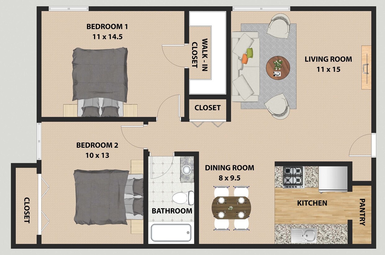 Floor Plan - 2b/1b-r